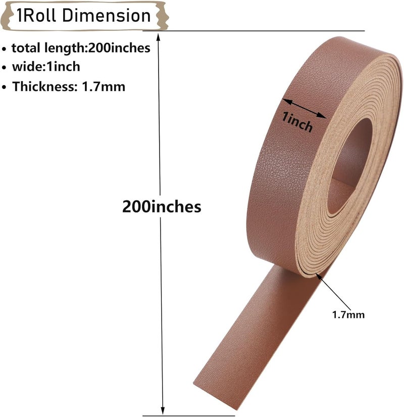 CDY Double Sided Leather Straps: 1 Inch Wide 200 Inches Long Leather Strip for DIY Craft Projects Bag Strap Very Suitable Traction Ropes (Brown) - Image 2